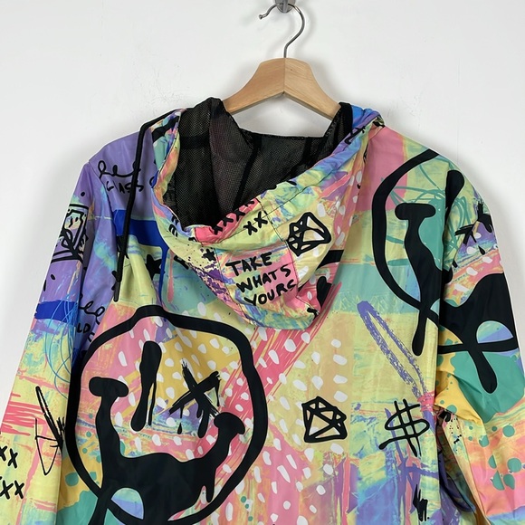 Reason World Class Crew Running Paint Graffiti Windbreaker Pullover Men M Jacket - Picture 7 of 9